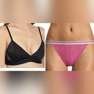 🎉 CLEARANCE Sam Edelman Black Bralette & Carmine Lace Tanga Panties